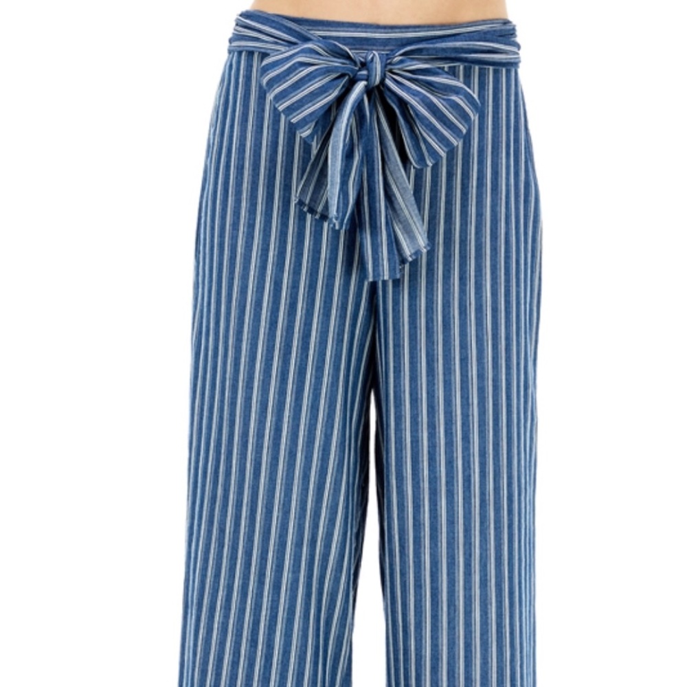 *NEW* STRIPPED DENIM WIDE LEG PANTS
